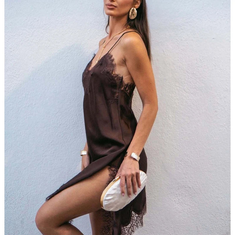 MUJER Lace Slip Mini Dress