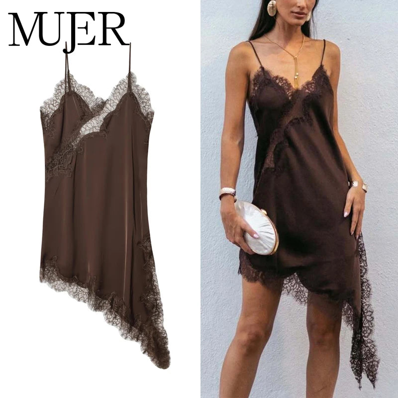MUJER Lace Slip Mini Dress